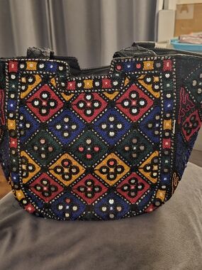 Embroidered  Multicolor Mirror Work Boho Tote Bag